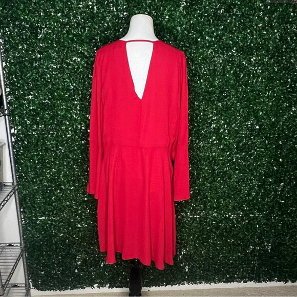 NWOT Sam Edelman Women’s Red V-Neck Bell Sleeve Mini Dress - Sz 14 - Picture 7 of 8